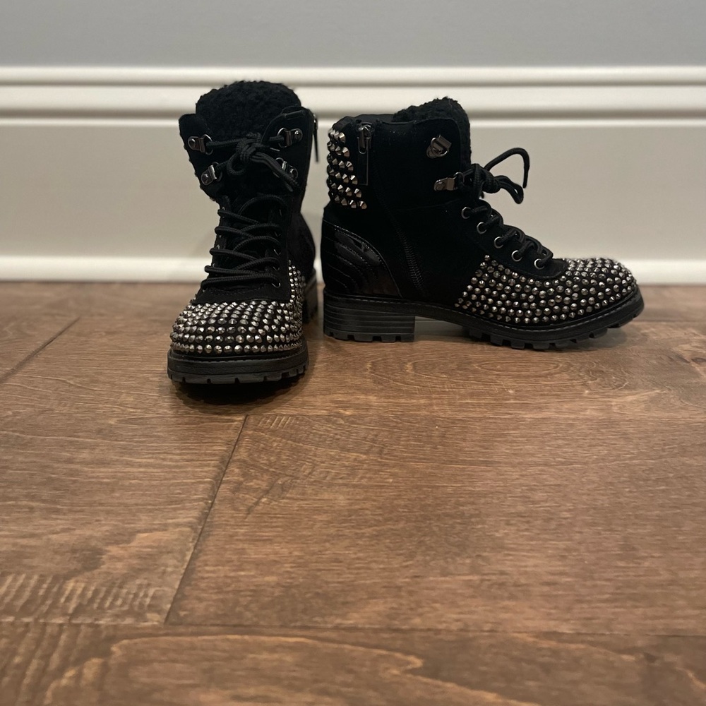 kidpik Black Studded Kids Boots